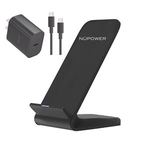 NüPOWER support de recharge sans-fil de 15W avec adapteur - noir