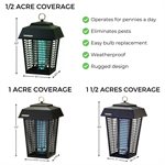 Flowtron 1 / 2 Acre Outdoor 15W Bug Zapper, Electronic Insect Killer 