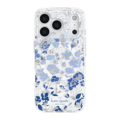Coque Kate Spade pour iPhone 17 - Fleurs bleues - avec MagSafe