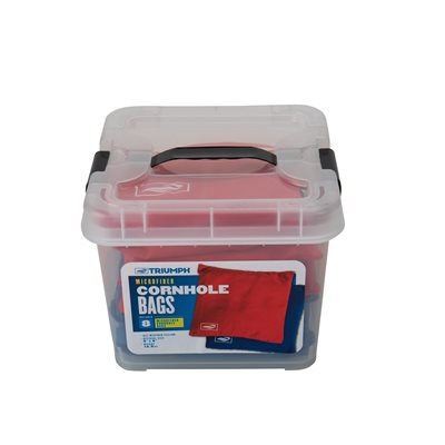 Lot de 8 poches de rechange pour Cornhole de Triumph 8 poches (6"x6", 12.5oz) en microfibre avec bac – Rouge et bleue Lot de 8 poches de rechange pour Cornhole de Triumph 8 poches (6"x6", 12.5oz) en microfibre avec bac – Rouge et bleue