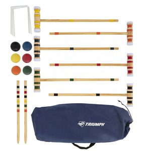 TRIUMPH 6-Player Backyard Outdoor Croquet Set with Carry-on Bag