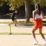 TRIUMPH 4 Square Paddle Pickleball Outdoor Game Net Set with Carry-On Bag