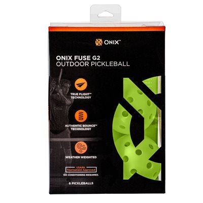 Balles de pickleball d'extérieur ONIX Fuse G2 - Vert fluo (paquet de 6)