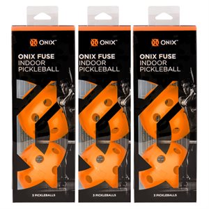 ONIX Fuse Lot de 3 boules de pickleball d'intérieur, orange 9 PAK - 3 paquets de 3 dans une boîte marron