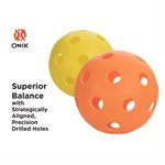 ONIX Fuse Lot de 3 boules de pickleball d'intérieur, orange 9 PAK - 3 paquets de 3 dans une boîte marron