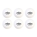 Balles de tennis de table STIGA 3 étoiles blanches (paquet de 6)