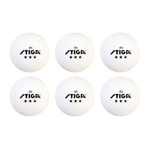 Balles de tennis de table STIGA 3 étoiles blanches (paquet de 6)