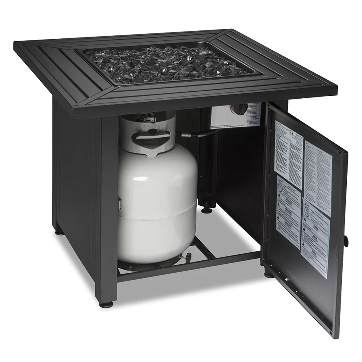 Foyer extérieur au propane avec manteau en acier