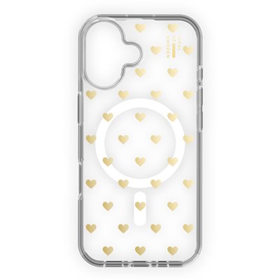 iDeal of Sweden Clear Fashion Case with MagSafe for iPhone 16, Golden Hearts 