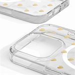 iDeal mode étui transparent avec MagSafe pour iPhone 16 Pro avec motifs de cœurs dorés