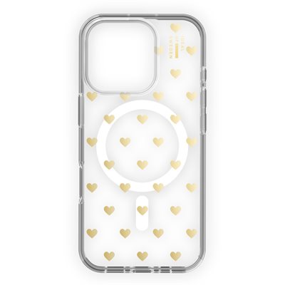 iDeal of Sweden étui mode transparent MagSafe pour iPhone 16 Pro Max avec motifs de cœurs dorés