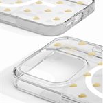 iDeal of Sweden étui mode transparent MagSafe pour iPhone 16 Pro Max avec motifs de cœurs dorés