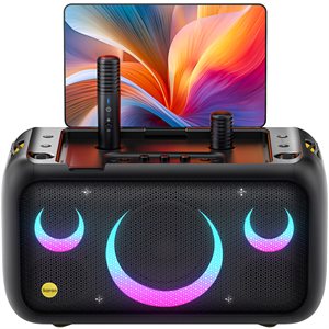 Ikarao - Machine de karaoké avec affichage des paroles, écran 13,3 po, 2 micros sans fil (cachés et rechargeables), enceinte Bluetooth 460 W, téléviseur