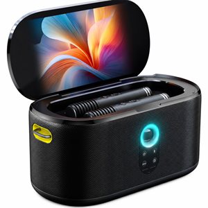 Ikarao - Portable Karaoke Machine with Lyrics Display, 10.1" Screen, 280W, 2+2 Channel, 2 Wireless Mics, Autotune EQ, HDMI for TV