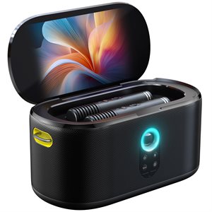 Ikarao - Machine de karaoké portable avec affichage des paroles, écran 10,1", 280 W, 2+2 canaux, 2 micros sans fil, égaliseur Autotune, HDMI pour télé