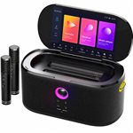 Ikarao - Machine de karaoké portable avec affichage des paroles, écran 10,1", 280 W, 2+2 canaux, 2 micros sans fil, égaliseur Autotune, HDMI pour télé