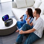 Ikarao - Machine de karaoké portable avec affichage des paroles, écran 10,1", 280 W, 2+2 canaux, 2 micros sans fil, égaliseur Autotune, HDMI pour télé