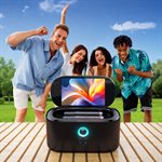 Ikarao - Machine de karaoké portable avec affichage des paroles, écran 10,1", 280 W, 2+2 canaux, 2 micros sans fil, égaliseur Autotune, HDMI pour télé