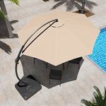 Parasol de terrasse Lausaint de 3,35 m avec base -Beige 