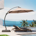Parasol de terrasse Lausaint de 3,35 m avec base -Beige 