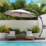 Parasol de terrasse Lausaint de 3,35 m avec base -Beige 