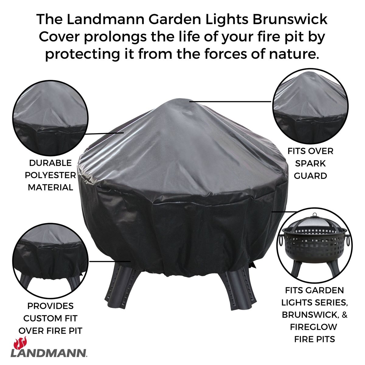 Landmann Garden Lights Brunswick Fire Pit Cover - Black