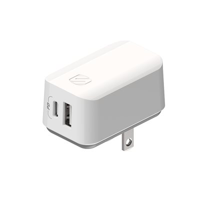 Chargeur mural Scosche 32 W double USB-C / USB-A blanc