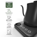 Bouilloire numérique à col de cygne Willow - 1 L, 1200 W - Noir